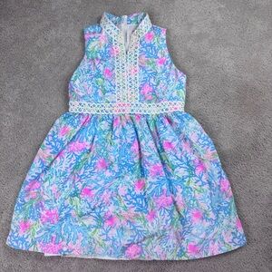 Lilly Pulitzer Girls' Mini Franci Dress In Coral Bay Size 14
